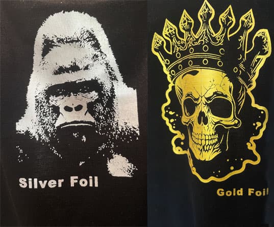 Silver and Gold Foil T Shirt printing